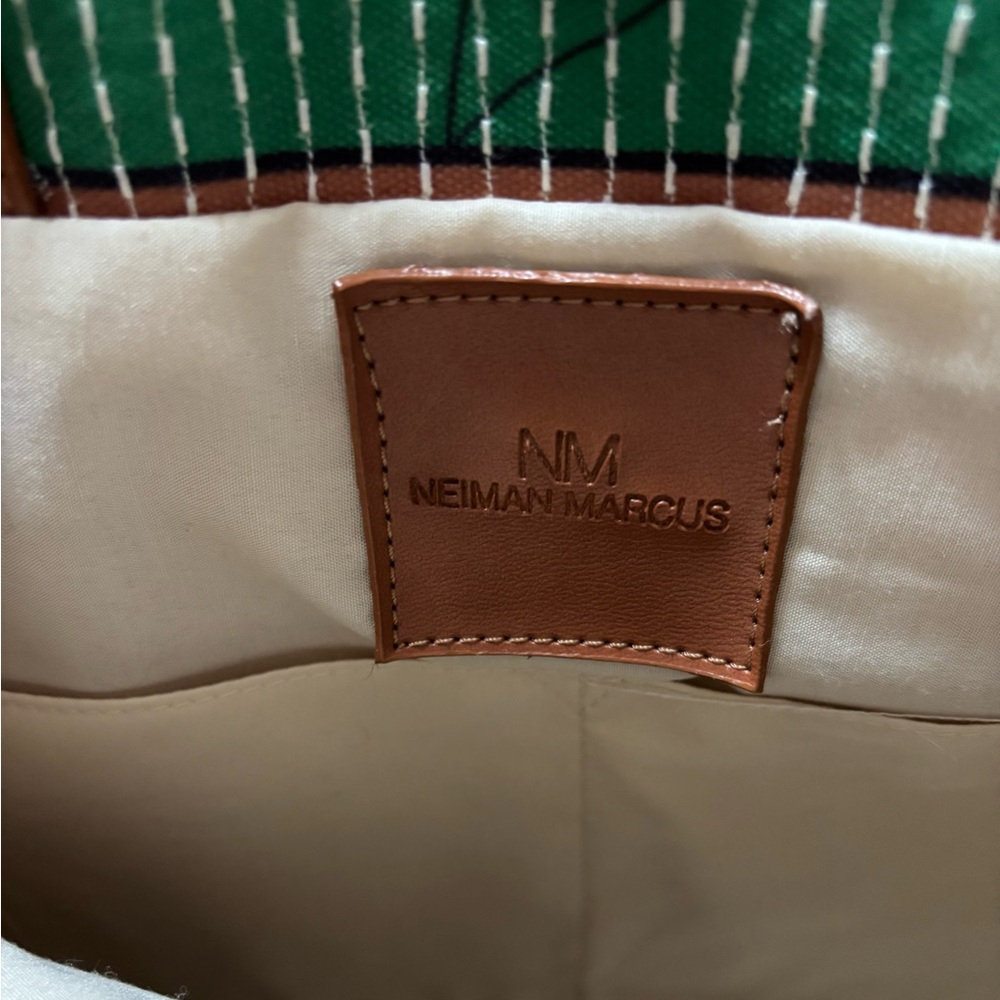 Neiman Marcus Floral Green and Brown Tote Bag - Picture 7 of 10